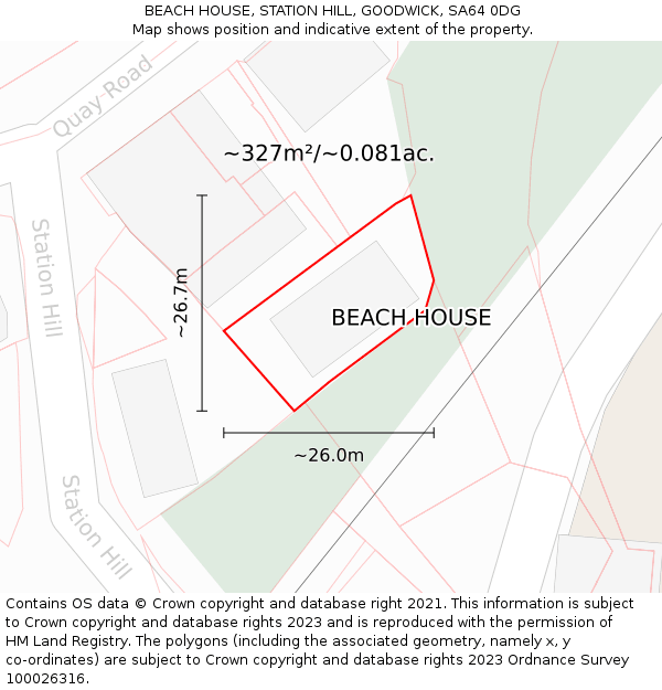 BEACH HOUSE, STATION HILL, GOODWICK, SA64 0DG: Plot and title map