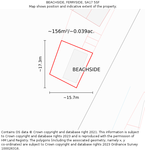 BEACHSIDE, FERRYSIDE, SA17 5SF: Plot and title map