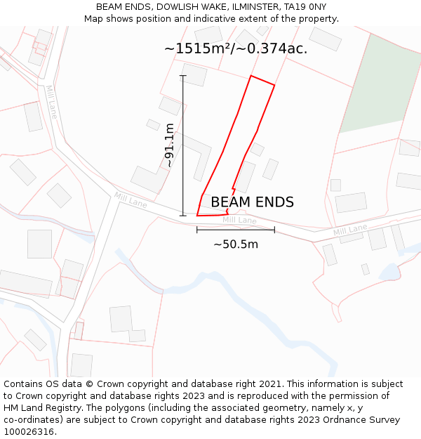 BEAM ENDS, DOWLISH WAKE, ILMINSTER, TA19 0NY: Plot and title map