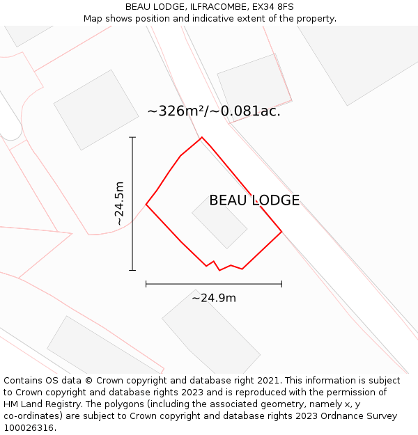 BEAU LODGE, ILFRACOMBE, EX34 8FS: Plot and title map