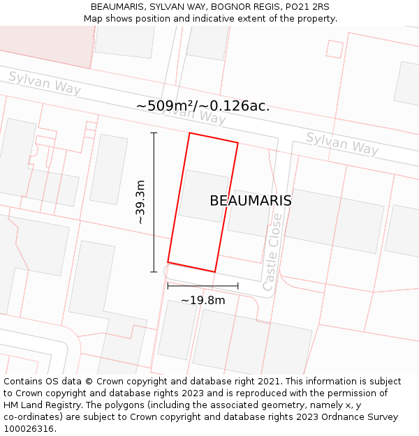 BEAUMARIS, SYLVAN WAY, BOGNOR REGIS, PO21 2RS: Plot and title map