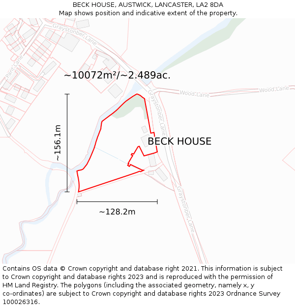 BECK HOUSE, AUSTWICK, LANCASTER, LA2 8DA: Plot and title map