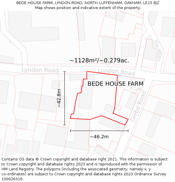 BEDE HOUSE FARM, LYNDON ROAD, NORTH LUFFENHAM, OAKHAM, LE15 8JZ: Plot and title map