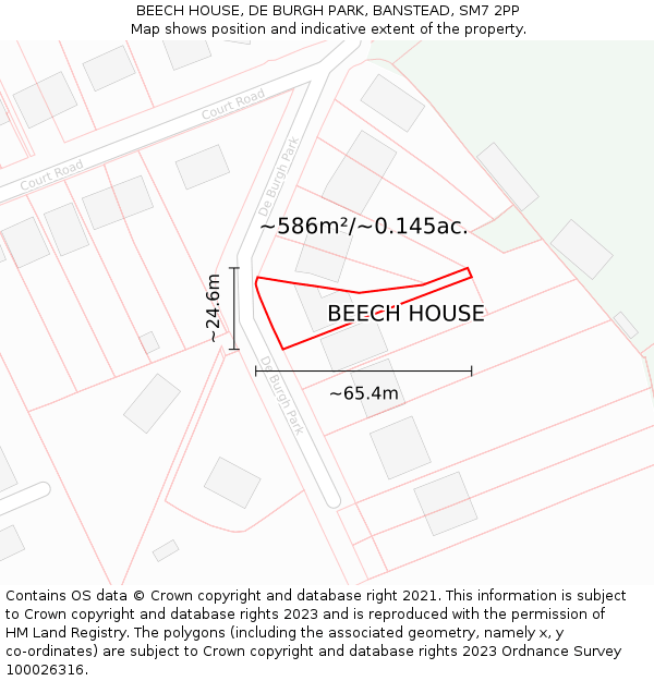 BEECH HOUSE, DE BURGH PARK, BANSTEAD, SM7 2PP: Plot and title map