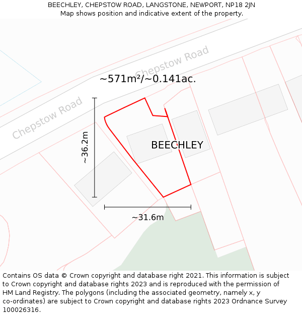 BEECHLEY, CHEPSTOW ROAD, LANGSTONE, NEWPORT, NP18 2JN: Plot and title map