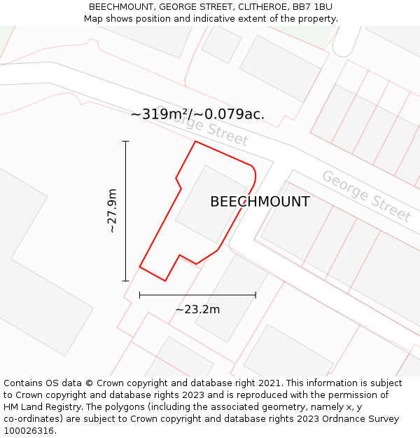 BEECHMOUNT, GEORGE STREET, CLITHEROE, BB7 1BU: Plot and title map