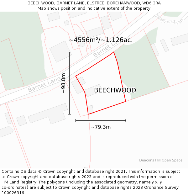 BEECHWOOD, BARNET LANE, ELSTREE, BOREHAMWOOD, WD6 3RA: Plot and title map