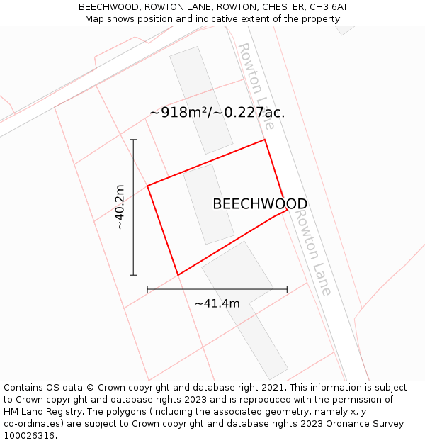 BEECHWOOD, ROWTON LANE, ROWTON, CHESTER, CH3 6AT: Plot and title map