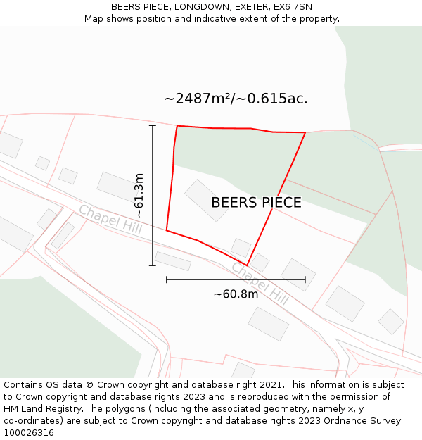 BEERS PIECE, LONGDOWN, EXETER, EX6 7SN: Plot and title map