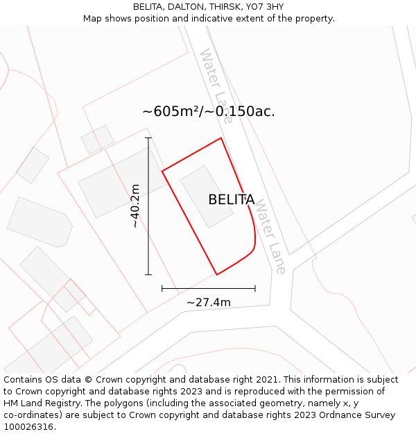 BELITA, DALTON, THIRSK, YO7 3HY: Plot and title map