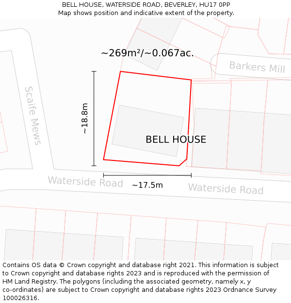 BELL HOUSE, WATERSIDE ROAD, BEVERLEY, HU17 0PP: Plot and title map