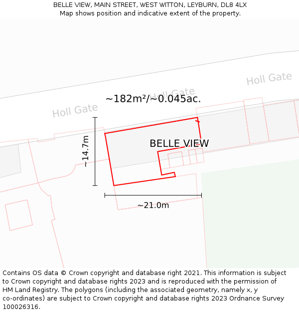 BELLE VIEW, MAIN STREET, WEST WITTON, LEYBURN, DL8 4LX: Plot and title map