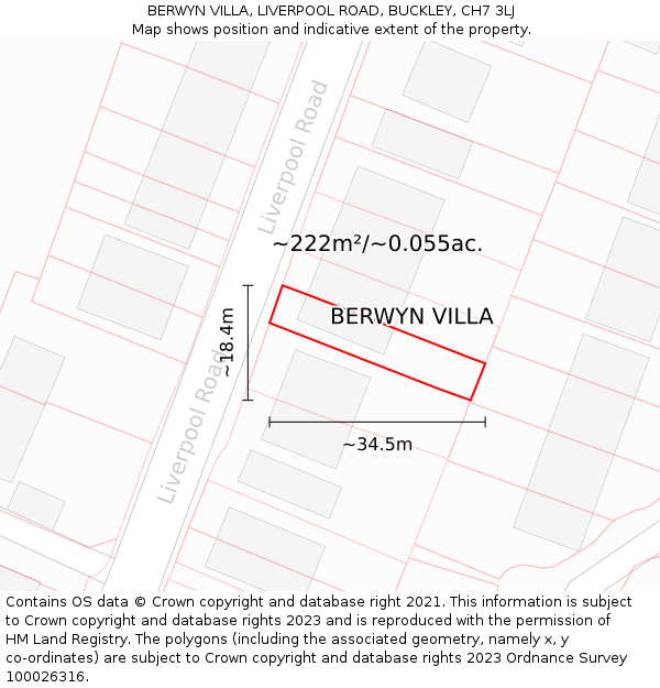 BERWYN VILLA, LIVERPOOL ROAD, BUCKLEY, CH7 3LJ: Plot and title map