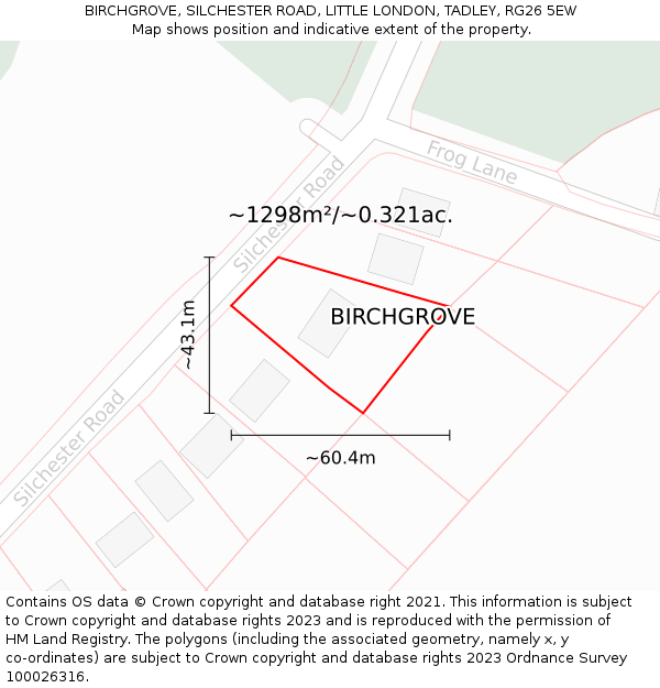 BIRCHGROVE, SILCHESTER ROAD, LITTLE LONDON, TADLEY, RG26 5EW: Plot and title map