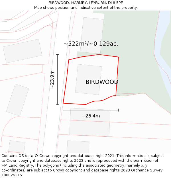 BIRDWOOD, HARMBY, LEYBURN, DL8 5PE: Plot and title map