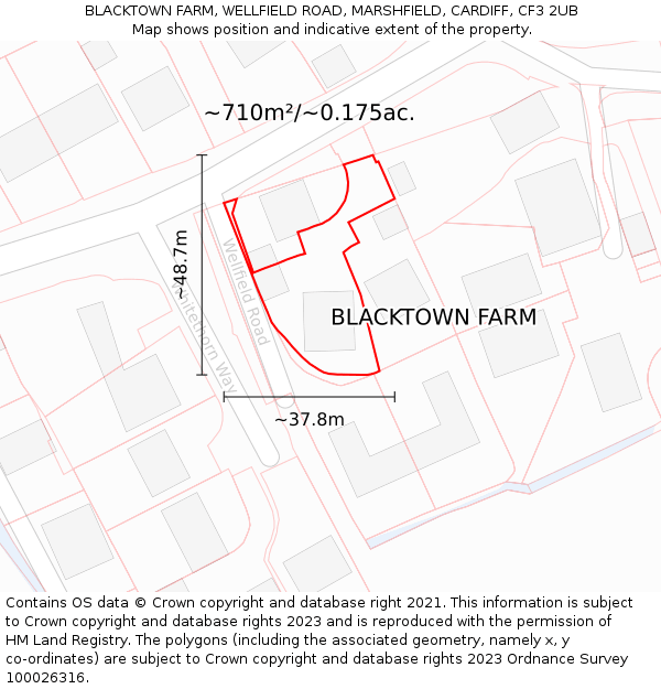 BLACKTOWN FARM, WELLFIELD ROAD, MARSHFIELD, CARDIFF, CF3 2UB: Plot and title map
