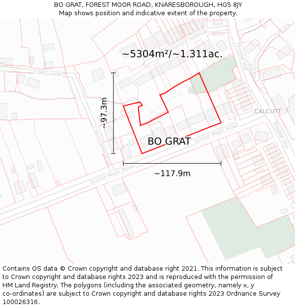 BO GRAT, FOREST MOOR ROAD, KNARESBOROUGH, HG5 8JY: Plot and title map