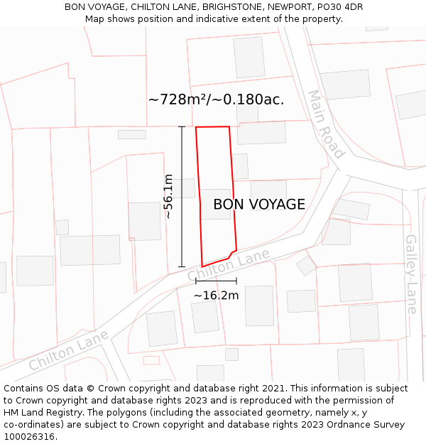 BON VOYAGE, CHILTON LANE, BRIGHSTONE, NEWPORT, PO30 4DR: Plot and title map