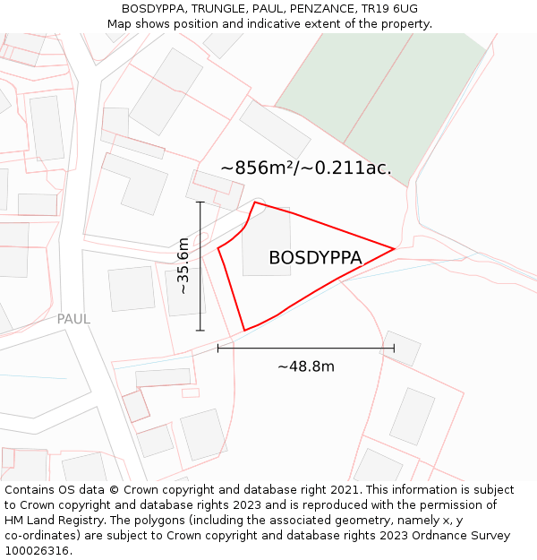 BOSDYPPA, TRUNGLE, PAUL, PENZANCE, TR19 6UG: Plot and title map