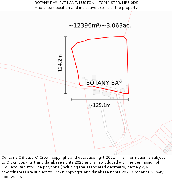 BOTANY BAY, EYE LANE, LUSTON, LEOMINSTER, HR6 0DS: Plot and title map