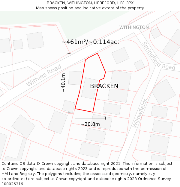 BRACKEN, WITHINGTON, HEREFORD, HR1 3PX: Plot and title map