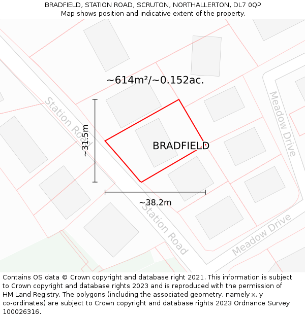 BRADFIELD, STATION ROAD, SCRUTON, NORTHALLERTON, DL7 0QP: Plot and title map