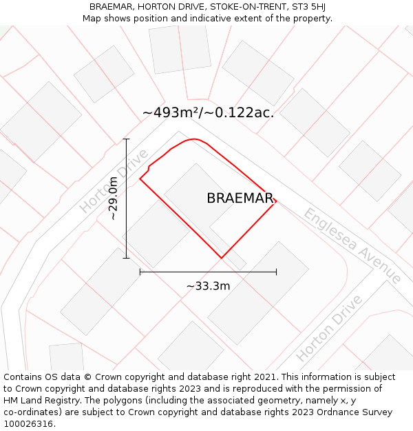 BRAEMAR, HORTON DRIVE, STOKE-ON-TRENT, ST3 5HJ: Plot and title map