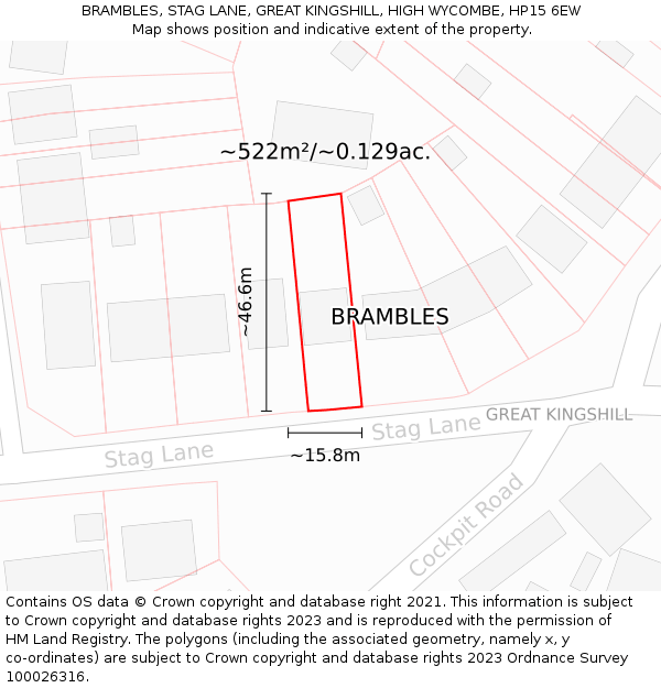 BRAMBLES, STAG LANE, GREAT KINGSHILL, HIGH WYCOMBE, HP15 6EW: Plot and title map