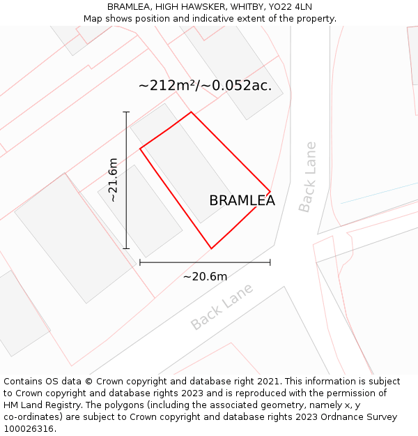 BRAMLEA, HIGH HAWSKER, WHITBY, YO22 4LN: Plot and title map