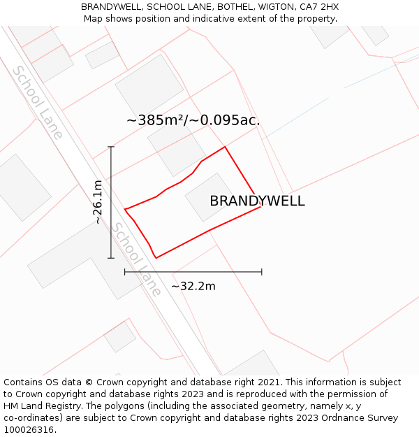 BRANDYWELL, SCHOOL LANE, BOTHEL, WIGTON, CA7 2HX: Plot and title map