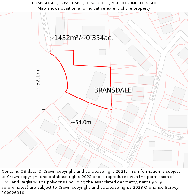 BRANSDALE, PUMP LANE, DOVERIDGE, ASHBOURNE, DE6 5LX: Plot and title map