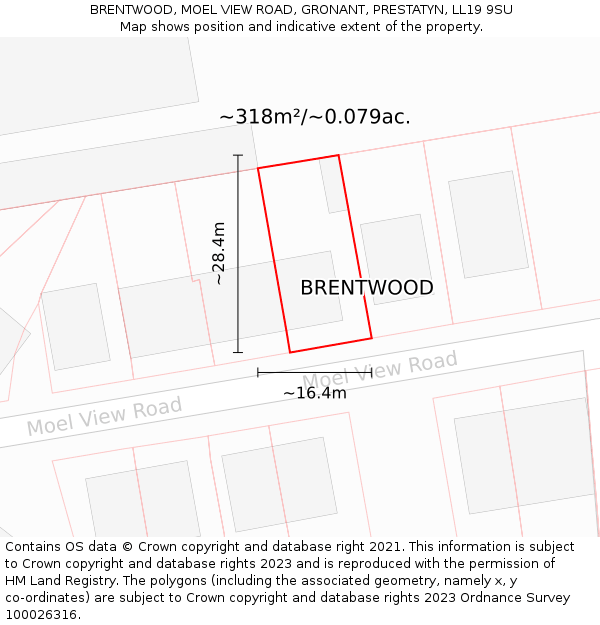 BRENTWOOD, MOEL VIEW ROAD, GRONANT, PRESTATYN, LL19 9SU: Plot and title map