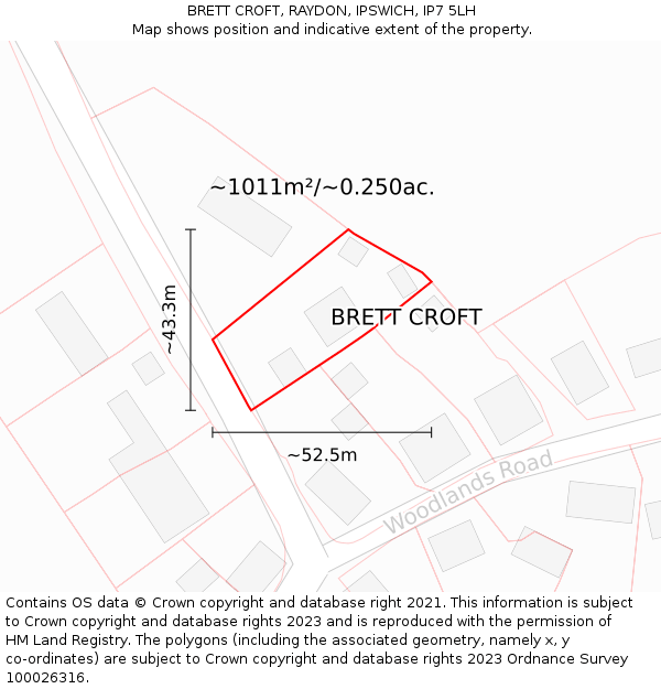 BRETT CROFT, RAYDON, IPSWICH, IP7 5LH: Plot and title map