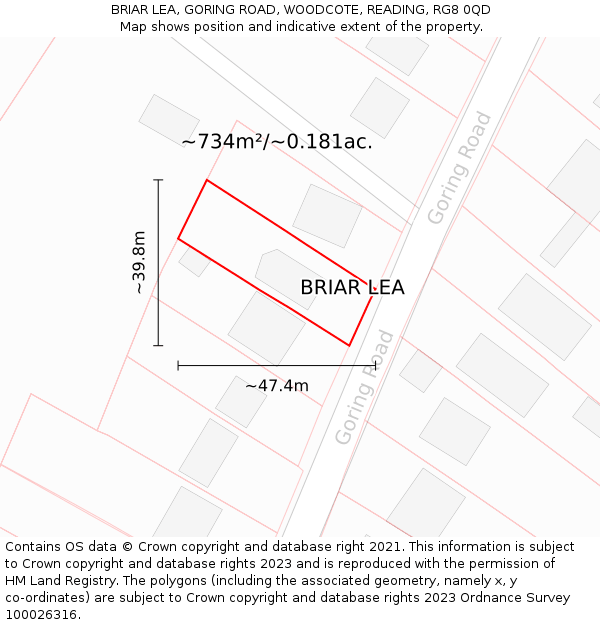 BRIAR LEA, GORING ROAD, WOODCOTE, READING, RG8 0QD: Plot and title map