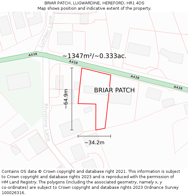 BRIAR PATCH, LUGWARDINE, HEREFORD, HR1 4DS: Plot and title map