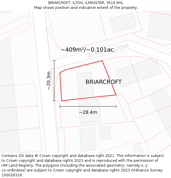 BRIARCROFT, ILTON, ILMINSTER, TA19 9HL: Plot and title map