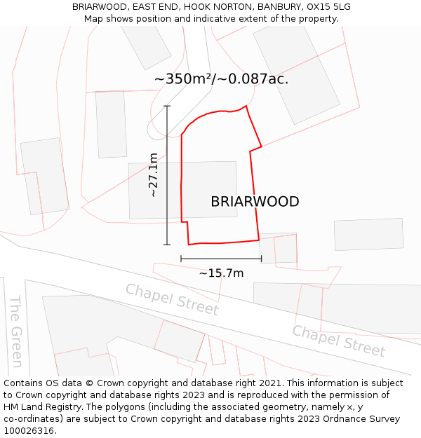 BRIARWOOD, EAST END, HOOK NORTON, BANBURY, OX15 5LG: Plot and title map