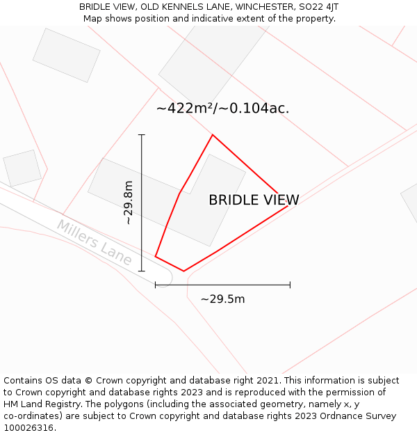 BRIDLE VIEW, OLD KENNELS LANE, WINCHESTER, SO22 4JT: Plot and title map