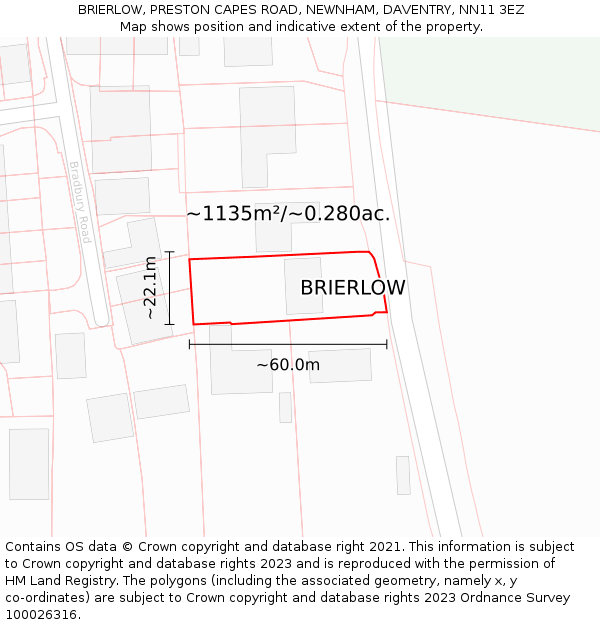 BRIERLOW, PRESTON CAPES ROAD, NEWNHAM, DAVENTRY, NN11 3EZ: Plot and title map