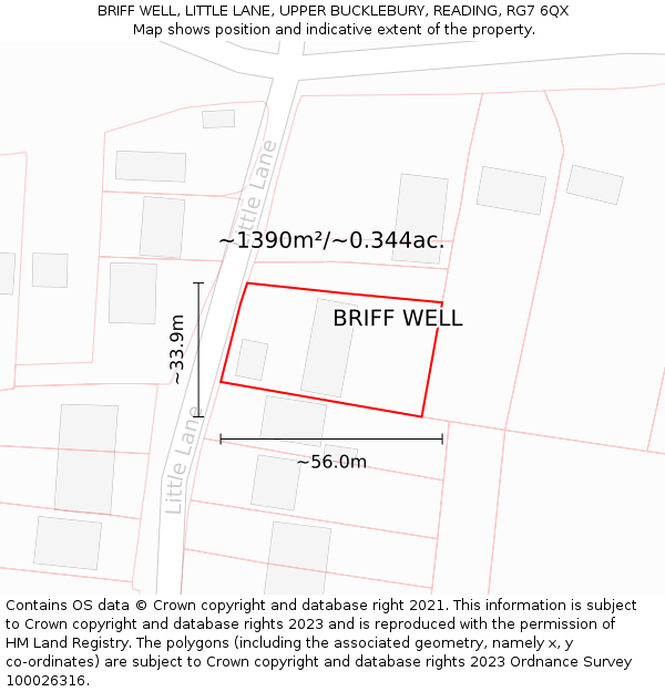 BRIFF WELL, LITTLE LANE, UPPER BUCKLEBURY, READING, RG7 6QX: Plot and title map