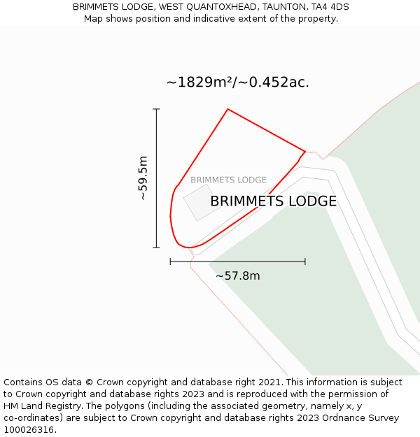 BRIMMETS LODGE, WEST QUANTOXHEAD, TAUNTON, TA4 4DS: Plot and title map