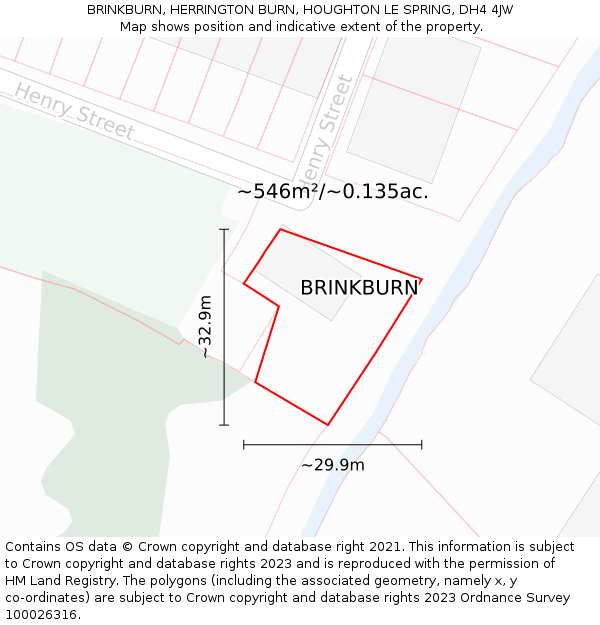 BRINKBURN, HERRINGTON BURN, HOUGHTON LE SPRING, DH4 4JW: Plot and title map