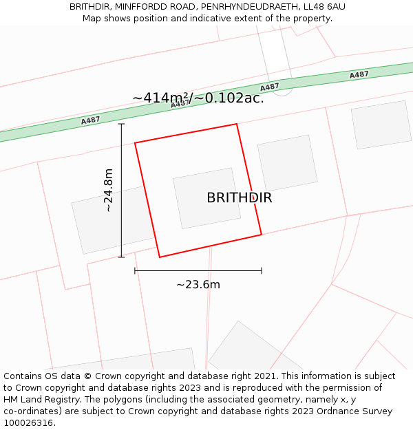 BRITHDIR, MINFFORDD ROAD, PENRHYNDEUDRAETH, LL48 6AU: Plot and title map