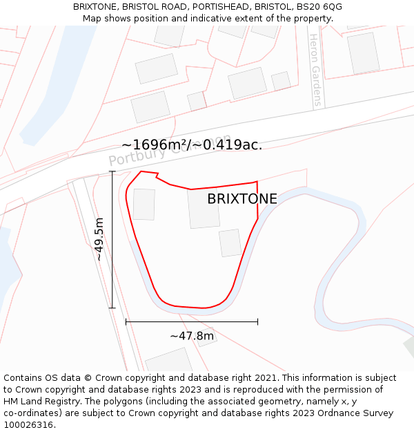 BRIXTONE, BRISTOL ROAD, PORTISHEAD, BRISTOL, BS20 6QG: Plot and title map