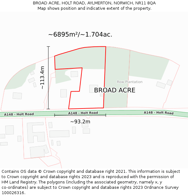 BROAD ACRE, HOLT ROAD, AYLMERTON, NORWICH, NR11 8QA: Plot and title map