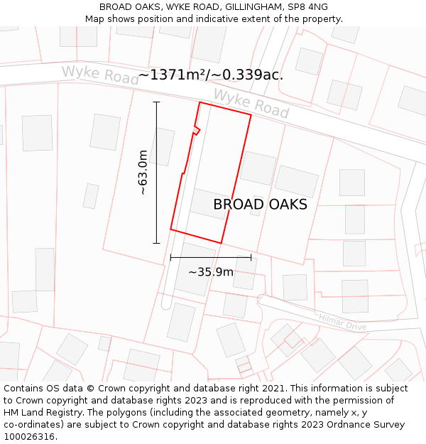 BROAD OAKS, WYKE ROAD, GILLINGHAM, SP8 4NG: Plot and title map