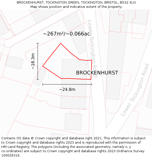 BROCKENHURST, TOCKINGTON GREEN, TOCKINGTON, BRISTOL, BS32 4LG: Plot and title map