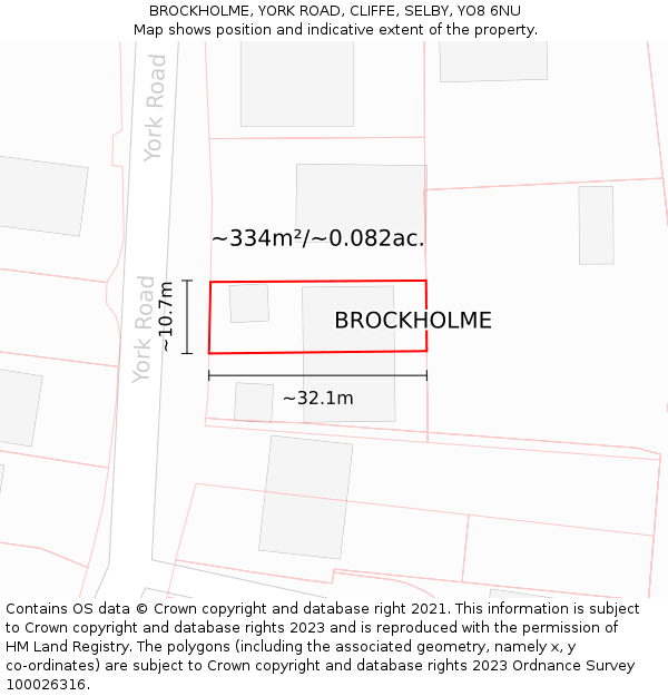 BROCKHOLME, YORK ROAD, CLIFFE, SELBY, YO8 6NU: Plot and title map