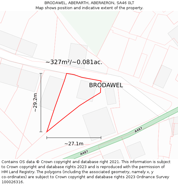 BRODAWEL, ABERARTH, ABERAERON, SA46 0LT: Plot and title map