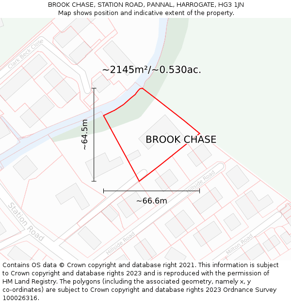 BROOK CHASE, STATION ROAD, PANNAL, HARROGATE, HG3 1JN: Plot and title map